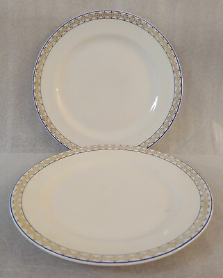 #ad Set of 2 Knowles Taylor Knowles Dessert Plates 7quot; Blue Gold USA Vintage $20.95