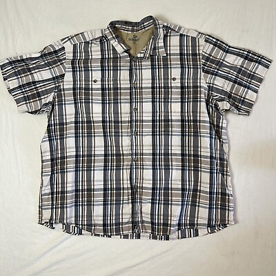 #ad Outdoor Life Button Down short Sleeve Shirt Plaid Size 3XL Pockets $14.75