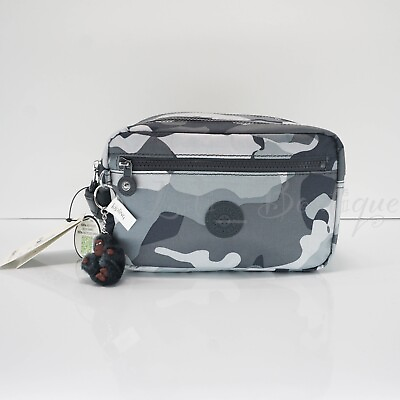 #ad NWT Kipling KI8278 Amalfi Toiletry Bag Cosmetic Case Polyester Cool Camo Grey 64 $44.95