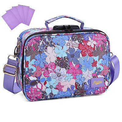 #ad MAICHENG Smell Proof Pouch with Lock Travel Stash Bag Cute Floral Pattern Print $33.99