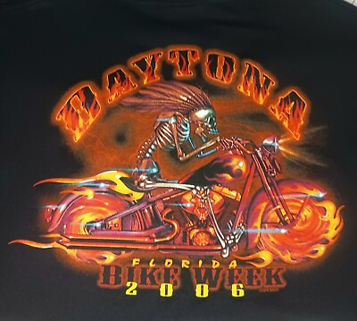 #ad Daytona Beach Florida 2006 Bike Week Flames T Shirt Men#x27;s Size XL $20.00