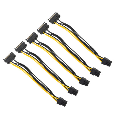 #ad 5 PCS GPU Accessory 15 Pin 6 Adapter Graphics Power Cable $10.21
