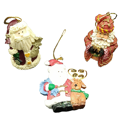 #ad 3 Resin Santa Claus Christmas Ornaments 2.5quot; 3quot; $4.95