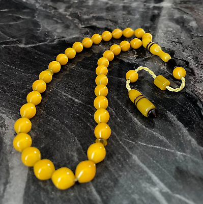 #ad Yellow Tightening Amber Islamic Prayer 33 beads Tasbih Misbaha Tasbeeh 10mm $24.99
