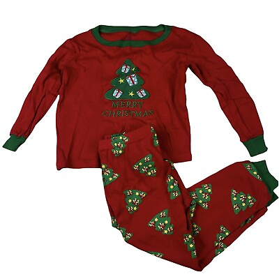 #ad Elowel Merry Christmas Red Green Long Sleeve Pajama PJ Set Girls Size 5 $5.99