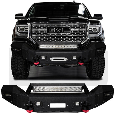 #ad VIjay For 2016 2018 GMC Sierra 1500 Front Bumper Textured Steel with Light $819.99