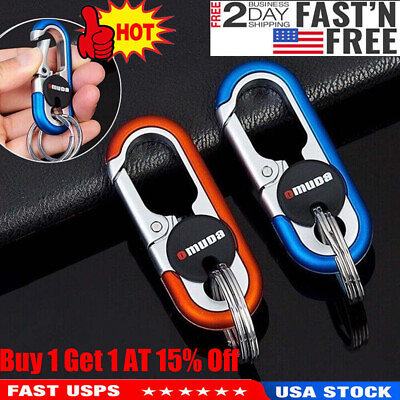 #ad Men Belt Clip Ring Holder Detachable Stainless Steel Leather Key Chain Keyring $7.59