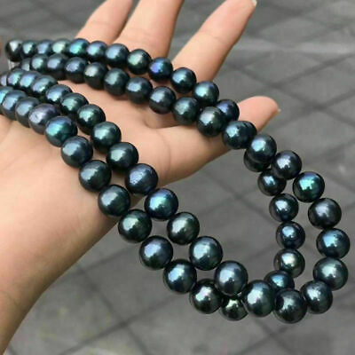 #ad AAA 7 8mm Natural Black Real Freshwater Pearl Round Loose Beads Strand 15#x27;#x27; $8.50