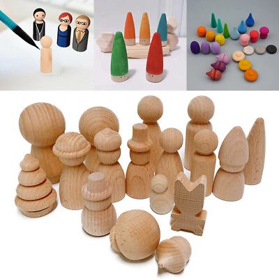 #ad DIY Unfinished Wood Dolls Kids Painted Toys Wooden Peg Little People Art Crafts AU $4.59
