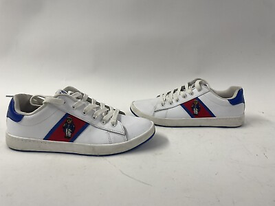 #ad Polo By Ralph Lauren Quilton Bear Classic White Lace Up Low Top Sneakers Sz 5.5 $27.99