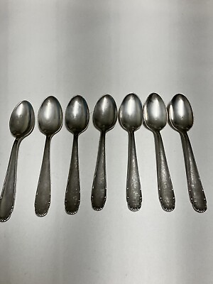 #ad 7 Silver Soup Spoons Silverplate $20.00