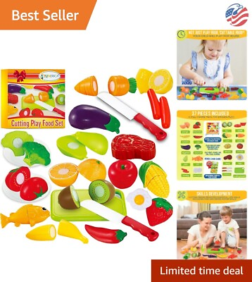 #ad Cutting Play Food Set Fruits and Vegetables Toy for Kids Cutting Board $35.99