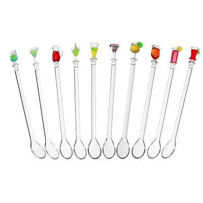 #ad Colorful Acrylic Cocktail Mixing Spoon Set 10 Pcs 9 Inch Cocktail Beverage St... $17.40