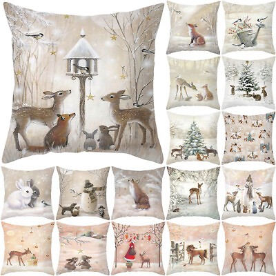 #ad 18quot; Merry Christmas Cotton Linen Home Décor Sofa Pillow Case Cushion Cover Decor $7.43
