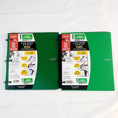 #ad Five Star Flex 1quot; Hybrid Notebook Green Lot of 2 $15.99