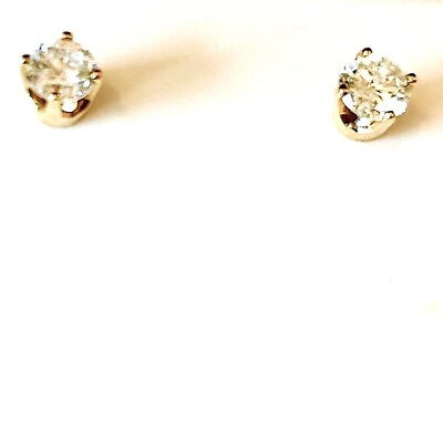 #ad Earrings Diamond Round Stud .50 ct TW Set in Yellow Gold $399 $399.00