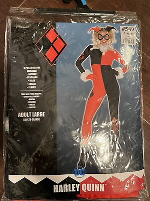#ad NEW Rubies DC Comics Harley Quinn Deluxe Jumpsuit Costume Large 6 piece $64.00