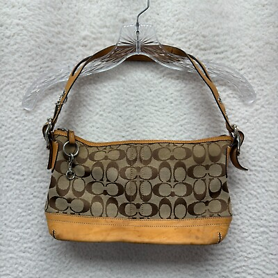 #ad Y2K Vintage Coach Shoulder Purse Bag Tan Leather Monogram $45.00