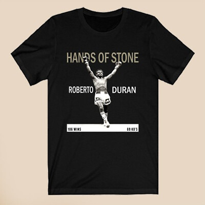 #ad Roberto Duran Hands of Stone Boxing Champion Men#x27;s Black T Shirt Size S 5XL $16.99