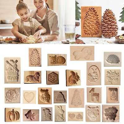 #ad DIY Baking Moulds Wooden Cookie Cookie Moulds Embossing Craft Decorative Baking $10.73
