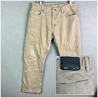 #ad Levi#x27;s 514 Jeans Mens 35 x 30 Beige Khaki Denim Straight Leg Pant Workwear $29.99