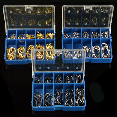 #ad 100Pcs Lot Sharpened Fishing Hook High Carbon Steel Fishing Hooks With Box # $8.89