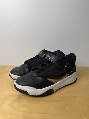 #ad Nike Air Jordan Kids Boys Size 1Y Max Aura 4 Black Gold Flight Sneaker $26.79