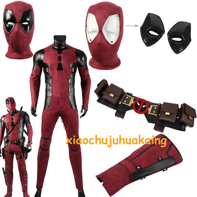 #ad Deadpool 3 Wade Wilson Cosplay Costume Accessories Red Mask Belt Halloween Suit $101.65