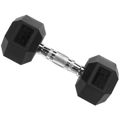 #ad Single Barbell 20LBs Rubber Encased Hex Dumbbell Single $32.39