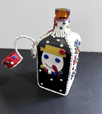 #ad Vintage Leather Covered Bottle Folk Art Designs? Multi Colors FREE Shipping $29.99