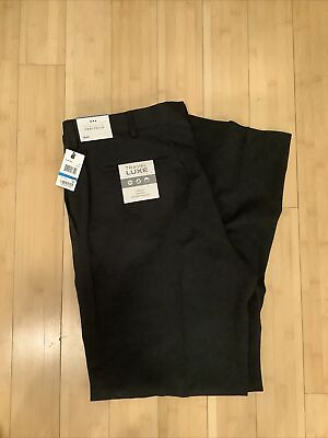 #ad NWT Mens Perry Ellis Portfolio Travel Luxe Black Pants Dress Flat Front 36x32 $27.00