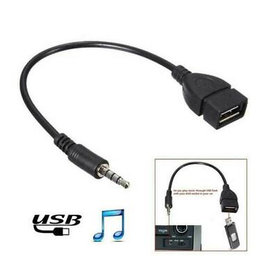 #ad 1*35mm Male Car Audio AUX Jack to USB Type A Female Adapter Conv ✨ $1.56