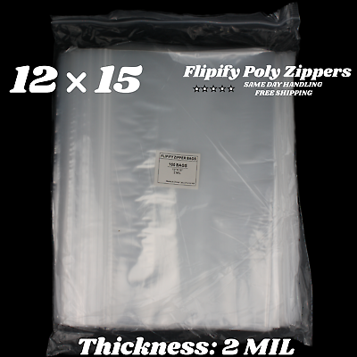 #ad 12quot;x15quot; Clear 2 Mil Zipper Bags Poly Plastic Reclosable Zip Storage Large $19.90