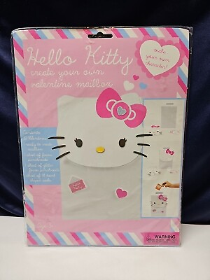 #ad Hello Kitty Valentine Mailbox Kit 32 Cards Foam Punchouts 48 Heart Seals Craft $9.09