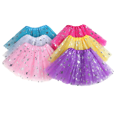 #ad Mesh Tutu w Silver Stars Pettiskirt Tulle Skirt One Size Fits Most 2T 6 Kids $21.99