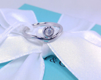 #ad Tiffany amp; Co. Elsa Peretti Platinum Diamond Curved Band Ring .15 PT 950 Size 6 $880.00