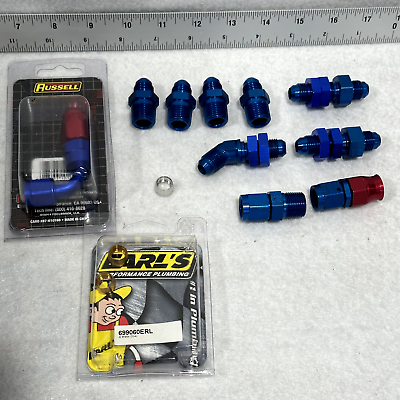 #ad Earls AN Fittings Lot 165156ERL Male Flare Fuel Adapter Aluminum Blue 45 90 $88.00