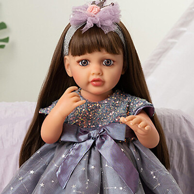 #ad 55cm Reborn Doll Cute Girl Doll Black Skin Waterproof Body Kids Accompany Toy $104.40