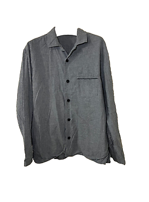 #ad Uniqlo Mens Button Up Pajama Top Size Medium Cozy Gray Flannel 100% Cotton $18.00
