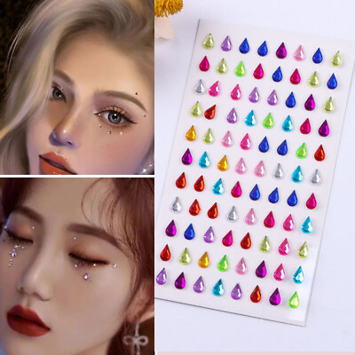 #ad Body Brow Makeup Crystal Tattoo Facial Rhinestone 3D Face Jewels Pearl Diamond $1.90