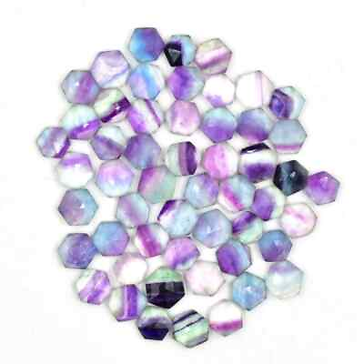 #ad WHOLESALE 10 MM NATURAL RAINBOW FLUORITE FACETED HEXAGON SHAPE LOOSE GEMSTONE $10.38