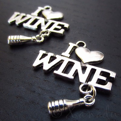 #ad I Love Wine Wholesale Antiqued Silver Plated Charm Pendant C6147 2 5 Or 10PCs $2.00