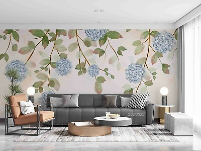 #ad 3D Plant Blue Floral Wallpaper Wall Mural Removable Self adhesive Sticker211 AU $314.99