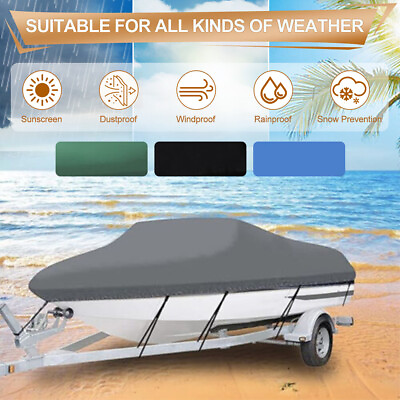 #ad Trailerable Boat Cover Waterproof Heavy Duty Marine Grade Dust V Hull Runabout $31.50