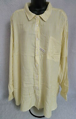 Terra amp; Sky NWOT Womens Striped Button Down Shirt Top Blouse Size 4X 28W 30W $23.39
