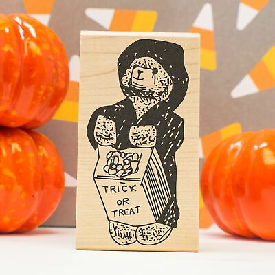 #ad Bear Trick Or Treating Art Rubber Stamp $11.95