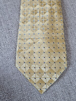 #ad Perry Ellis Portfolio Tie 3.5 Yellow Geometric Silk Necktie Men#x27;s Classic $9.97