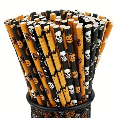 #ad Halloween Paper Straws: 7.76inch Cocktail Straws Festive Drink Accents $9.53