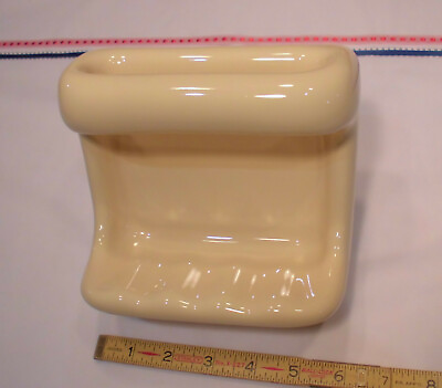 #ad Light Creamy Yellow; Ceramic Soap Dish Tray with washcloth holder Grab Bar NEW $78.55