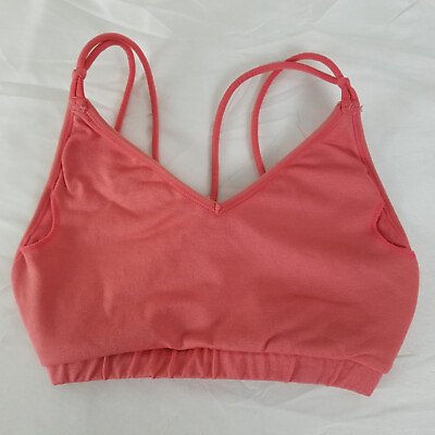 #ad Womens Sports Bra Small READ Pink Strappy Back Wireless Low Support $7.60